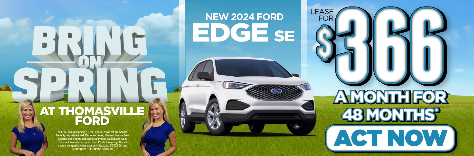 New 2024 Ford Edge SE - Lease $366/mo for 48mos Act Now